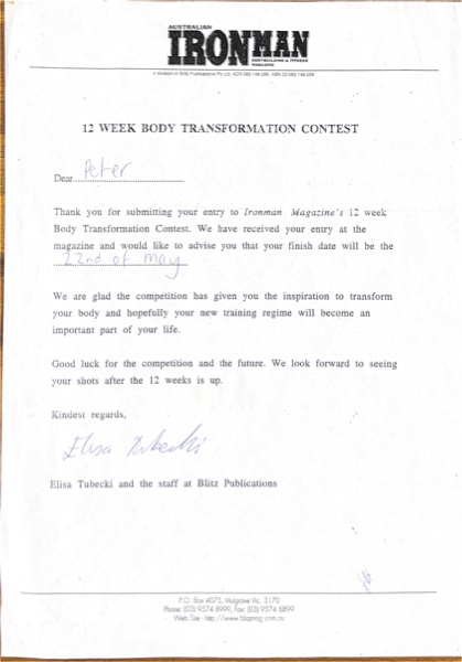 Original Competition Entry Form
